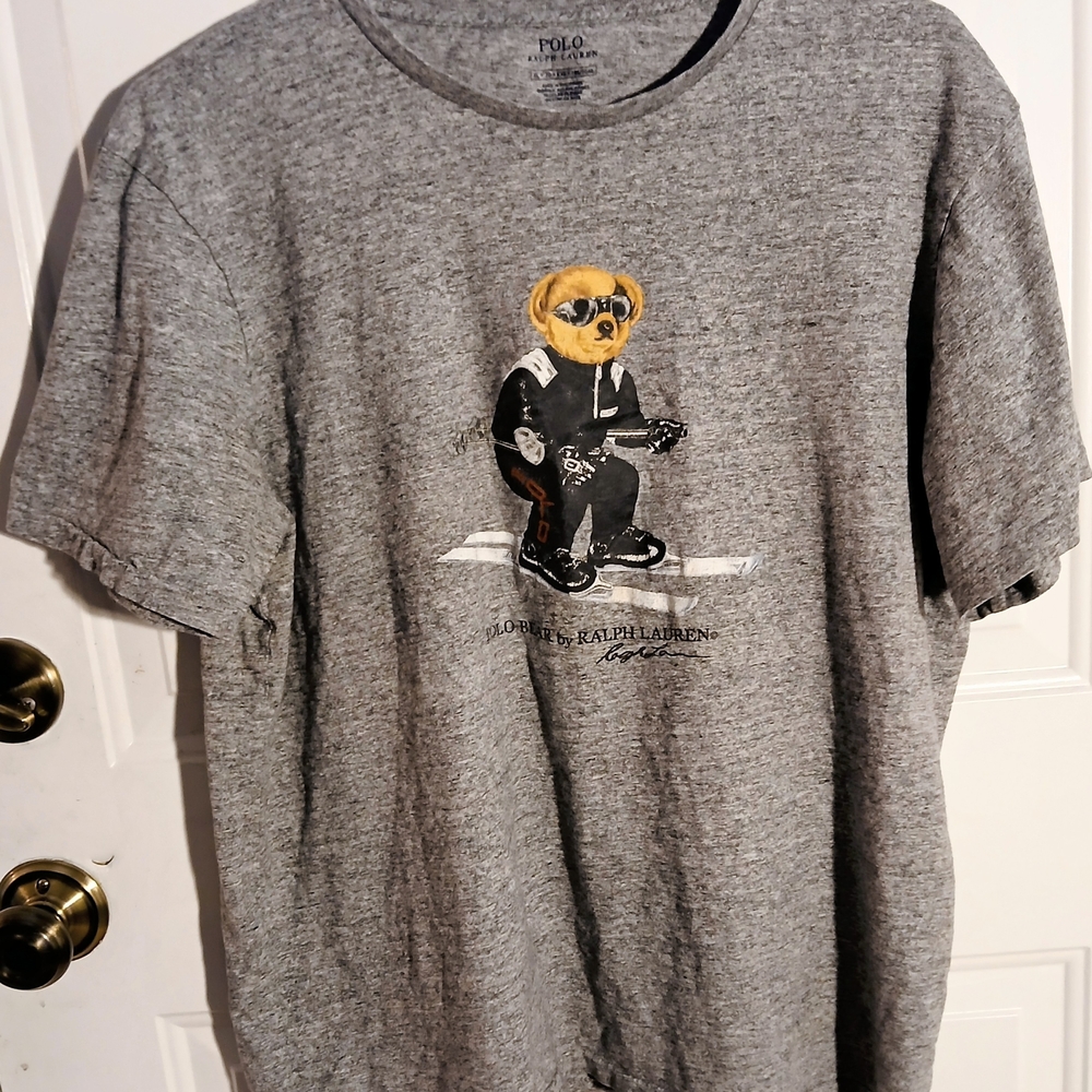 Polo by Ralph Lauren Gray Tee with Yellow Bear Graphic